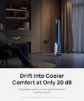 A man reading beside the TurboCool Misting Fan 765S Ultrasonic Cooling Tower for Beat The Heat Fast in a living room setting.
