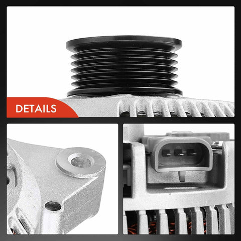 High Output 130A 12V Alternator With CW 6-Groove Pulley For Ford F-Series Trucks And Popular Fits Like Mustang 96-98 close-up