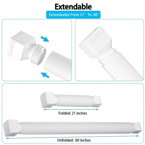 Two Pack Flexible Rain Gutter Downspout Extensions Extendable From 21 To 60 Inches With Split Design Drain Diverter White