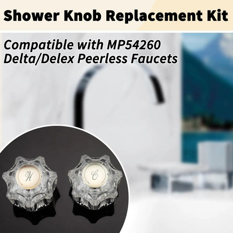 Clear Acrylic Bathroom Faucet Knob Handles Kit For Hot And Cold Water Upgrade, Durable Replacement Fits Prime-Line MP54260