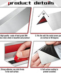 Product details of Premium 304 Stainless Steel Corner Guards showing adhesive application and corner fit at 90 degrees.