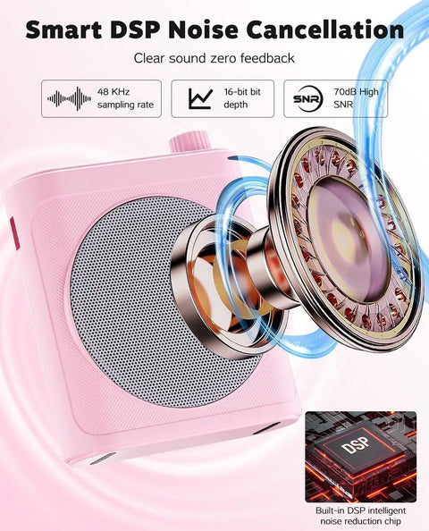 Wireless Voice Amplifier For Teachers With Magnetic Lavalier Microphone Bluetooth Portable Rechargeable Speaker