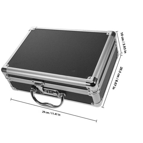 Heavy Duty Aluminum Toolbox With Secure Snap Latch And Rugged Carry Handle For Smart Hardware Organizing And Quick Load Out Outdoor Jobs Or Weekend Garage Grind, black shell, dimensions 29 cm x 20.5 cm x 10 cm.