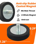 40 Pound Rubber Coated Neodymium Magnets With M6 Threaded Studs 4 Pack Anti Slip Heavy Duty Mounting Magnets product diagram