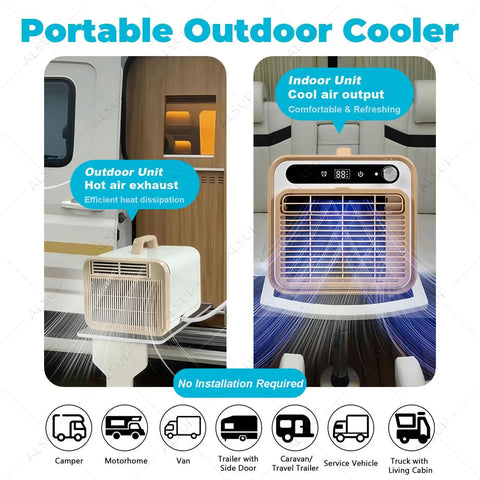 Super Chill ALsup Split Personal Unit With Handle And Quiet Cooling Power 5000 Btu portable RV cooler in camper and van setup