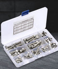 Top Notch 90 Piece Stainless Steel Hex Cap Screw Assortment Kit With Matching Nuts Includes 1/4 20 UNC Size Plus Rust Proof 304 Build For Heavy Duty Home Auto And Outdoor Repair Projects Guaranteed To Perform., open case with assorted 304 stainless hex cap screws and nuts