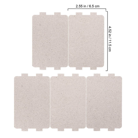 Microwave Waveguide Cover Mica Sheet Set 5 Pack Heat Resistant Insulation Plate Replacement, dimensions shown, top view