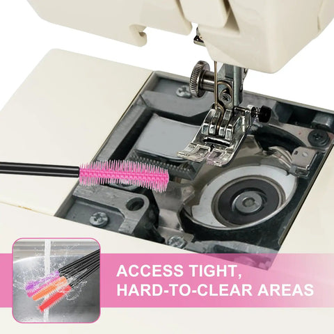 16 Piece Sewing Machine Cleaning Kit with silicone brush cleaning crevice under sewing machine foot