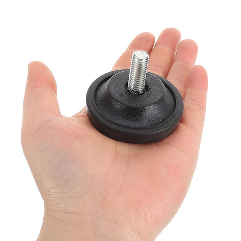 Adjustable Furniture Leveling Feet With Anti Slip Rubber Pads M8 M10 For Tables Desks Exercise Bikes And Home Gyms Heavy Duty Wobble Free Universal Fit Screw In Feet Sturdy Plastic And Iron Construction, black leveling foot in hand