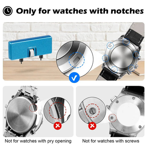 Watch Battery Replacement Kit With Back Opener And Spring Bar Tool, Rotate Open Case, Strap Removal, Anti Scratch Film, DIY Repairs