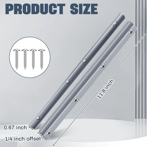 Heavy Duty 2 Pack Steel Door Latch Guard Plates 12 Inch Gray Painted showing size 11.8 inch with screws for installation.