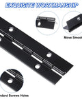 Premium Black Coated Piano Hinge 30 Inch Continuous Stainless Steel Door Hardware showing smooth movement with screw holes.