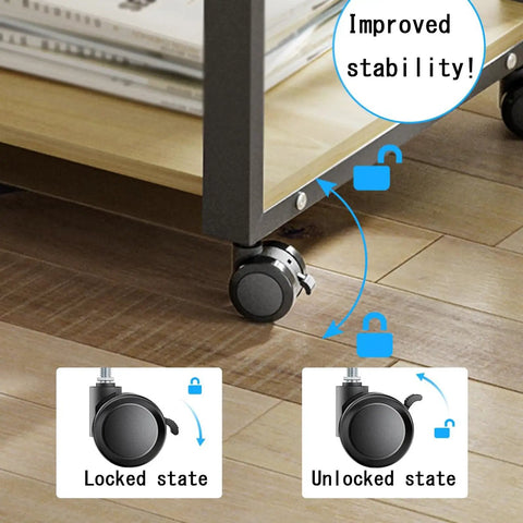 Zero Hassle Office Chair Caster Wheels Replacement featuring smooth rolling polyurethane wheels with brake locks in locked and unlocked states.