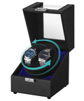 Automatic Double Watch Winder Box With No Fuss Quiet Motor LED Light USB C Powered Adjustable Pillow Locking Case For Automatic Watches 4 Winding Settings Great For Bedroom Or Desk Black