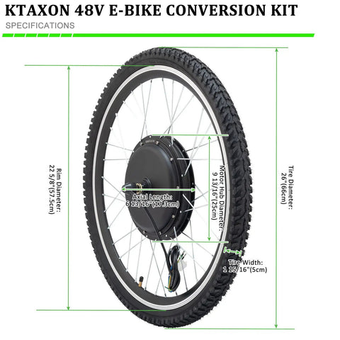 48V 1000W Electric Bike Conversion Kit With Pedal Assist Sensor LCD Display Gearless Hub Motor 26 Inch Wheel Specifications