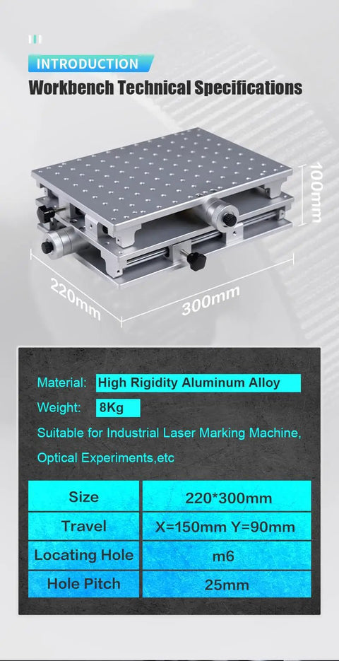 2 Axis Workbench XY Table With Polished Lifting Platform For Laser Engraver Machines Ready To Rock diagram
