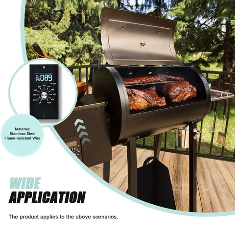Upgrade Control Board Replacement For Pellet Grills With 8 Temperature Settings Digital Control Panel Kit Probe shown on grill