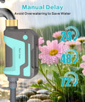 WiFi Sprinkler Timer With 1666 Feet RF Gateway For Garden And Lawn showcasing manual delay mode.
