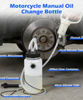 Front view of BELEY motorcycle brake bleeder kit with 1L clear bottle and manual pump.