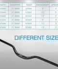 Pro Grade Mountain Bike Handlebars 25.4 31.8mm Clamp Wide 580 720 780mm Riser Bar With 20 30 50 90 100 120 160mm Rise 6061 Aluminum Alloy Hard Anodized Extra Long MTB Bar For Downhill Enduro E Bike with size chart