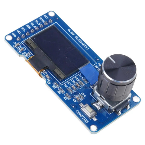OLED Display Rotary Encoder Module With I2C Protocol For Parameter Tuning In Embedded Systems And Prototyping Handy OLED Encoders Combo For Lab Gear IoT Projects And Portable Devices, blue PCB with 0.96in OLED and knob
