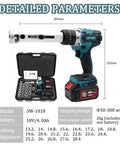 Smooth Adjustable Electric Wire Stripper 18V Battery Powered Cable Peeler With Soft Grip Handle For Easy Stripping Length Control Professional Grade Tool displayed with parameters.