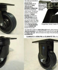 Badass 6 Inch Polyurethane Caster Pack Featuring 2 Swivel And 2 Rigid Drop Forged Kingpinless Build 1300 Lbs Load Each Sealed Bearings Smooth Glide No Mess Maintenance Heavy Duty Towing, Kingpinless swivel caster with heat-treated wheel.