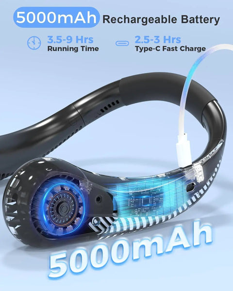 Wearable Bladeless Neck Fan For Hands Free Cooling On The Go Rechargeable Portable Cooling Device Perfect Gift For Dad And Mom