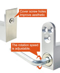 Close-up of hidden self closing pivot door hinges with 360 degree swing stainless steel concealed door hardware for wood doors.