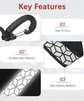 Key features of Double Sided Reflective Safety Keychain 4 Pack With Plastic Buckle For Backpack Running Cycling Hiking Black Reflective Tags For Night Visibility For Nighttime Rides And Daily Use