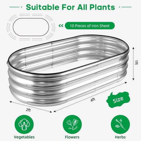 Raised Garden Bed Kit With Galvanized Planter Boxes 2 Pack 4x2x1ft Easy Assembly Outdoor Garden Bed For Veggies Fruits And Flowers Includes Gloves Wrench And Galvanized Nuts And Bolts
