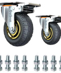 3 Inch Heavy Duty Rubber Swivel Caster Wheels Non Marking Quiet Roll With Anti Skid 360 Degree Ball Bearing Steel Yoke Pre Drilled Top Plate Industrial Strength 200 Lb Each 2 Pack With Brakes