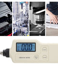 Pro Grade Handheld Digital Vibration Meter Tester Knocks Out Bearing Faults While Measuring Acceleration And Speed With Slick Probe For Heavy Duty Mechanical Diagnostics in use measuring equipment vibrations.