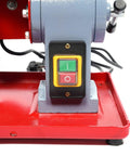 Control panel of Heavy Duty Saw Blade Sharpener with power switch for smooth operation on wood and metal tools.