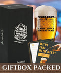 Gift box with Funny Civil Engineer Beer Glass 15oz Gift For Men, featuring math and concrete humor design, and related cards.