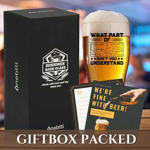 Gift box with Funny Civil Engineer Beer Glass 15oz Gift For Men, featuring math and concrete humor design, and related cards.