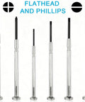 Grab And Go Compact Six Piece Mini Screwdriver Set with PH0 PH1 Phillips Bits and Flathead Sizes for Quick Jewelry Repairs