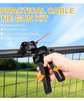 Heavy Duty Stainless Steel Cable Tie Gun Kit With 300 Pcs Black Metal Zip Ties For Auto Bundling Fastening And Wiring Projects Automatic Tension And Flush Cut Functionality For Secure Installation in use