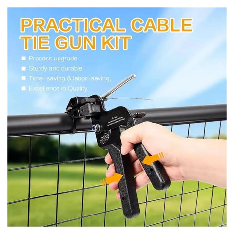 Heavy Duty Stainless Steel Cable Tie Gun Kit With 300 Pcs Black Metal Zip Ties For Auto Bundling Fastening And Wiring Projects Automatic Tension And Flush Cut Functionality For Secure Installation in use