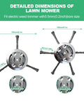 Detailed dimensions of 6 Inch Steel Wire Weeding Knife Trimming Head Replacement For Cordless Weed Wacker And Electric Weeding Machine.