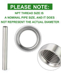 2-Pack Stainless Steel Pipe Nipples 1/4 NPT Female X 1/4 NPT Female, 10 Inch Length, 304 Stainless, with thread close-up