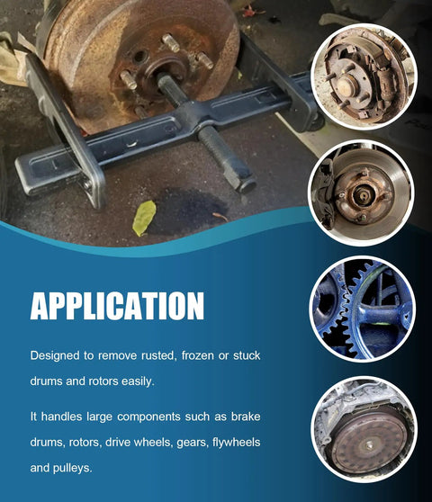 Beast Of A Tool 6980 Drum And Rotor Puller For Heavy Duty Hub Removal Freeing Rusted Drums Rotors Drive Wheels Gears Flywheels And Pulleys With Slim Jaws And Easy Setup For Tight Spaces And Smooth Leverage on rusted brake drum