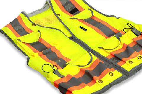 Men's Hi Vis Safety Vest With Reflective Construction, 9 Pockets, Plush Padded Neck Comfort, PPE Approved For Low Light Work, Yellow Medium Size, Durable Gear For Construction And Outdoor Jobs