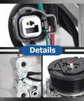 Rock Solid AC Compressor Replacement For Honda CRV 2002 To 2006 2.4L Engine CO 10663AC connector and internal components details.
