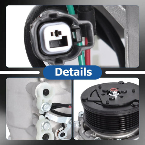 Rock Solid AC Compressor Replacement For Honda CRV 2002 To 2006 2.4L Engine CO 10663AC connector and internal components details.
