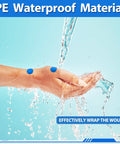 Hands under running water with Blue Metal Detectable Bandages For Food Service, 150 Count Waterproof Adhesive Patches With Nonstick Pad.