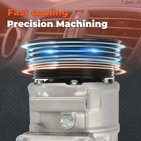 Beefed Up AC Compressor With Clutch Co 4574Jc showcasing precision machining for Volkswagen Jetta Golf Passat cooling.