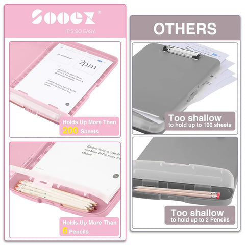 High Capacity Clipboards With Storage For 8.5x11 Papers Plastic Clipboard With Durable Metal Clip And Built In Pen Holder