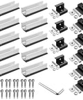 Solar Panel Mounting Kit for Four Panels With 4.72 Inch Rails in Black and Silver, Includes End Clamps and T Shaped Middle Clamps