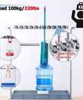 Heavy Duty Stainless Steel Cleaning Supplies Organizer Rack With No Slip Mop Holder Waterproof Wall Mount Storage System For Home Kitchen Garden Hospital And Property Management with mop and hooks